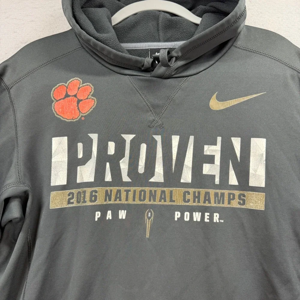 Clemson Tigers Nike‎ Hoodie Mens Medium Grey 2016 National Champions Therma-FIT